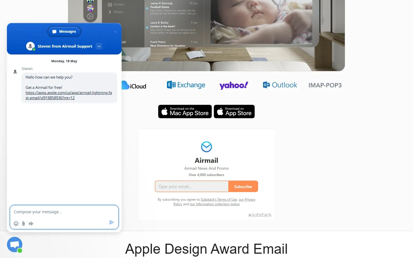 Airmail Mac interface — multi-account sidebar and conversation view (2026)